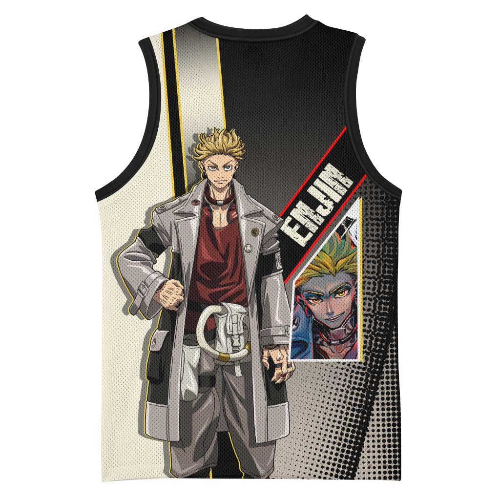 Enjin Crimson Strategist Basketball Jersey Grunge Manga Illustration Style