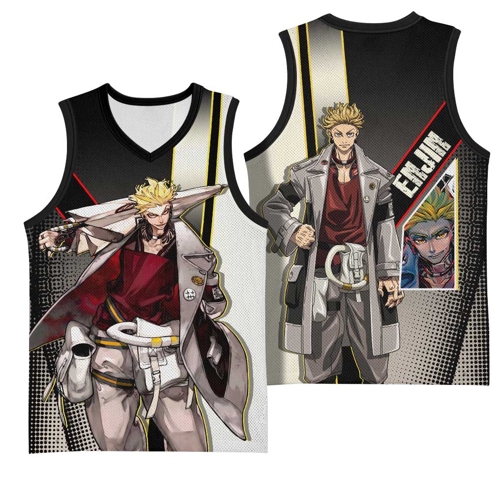 Enjin Crimson Strategist Basketball Jersey Grunge Manga Illustration Style