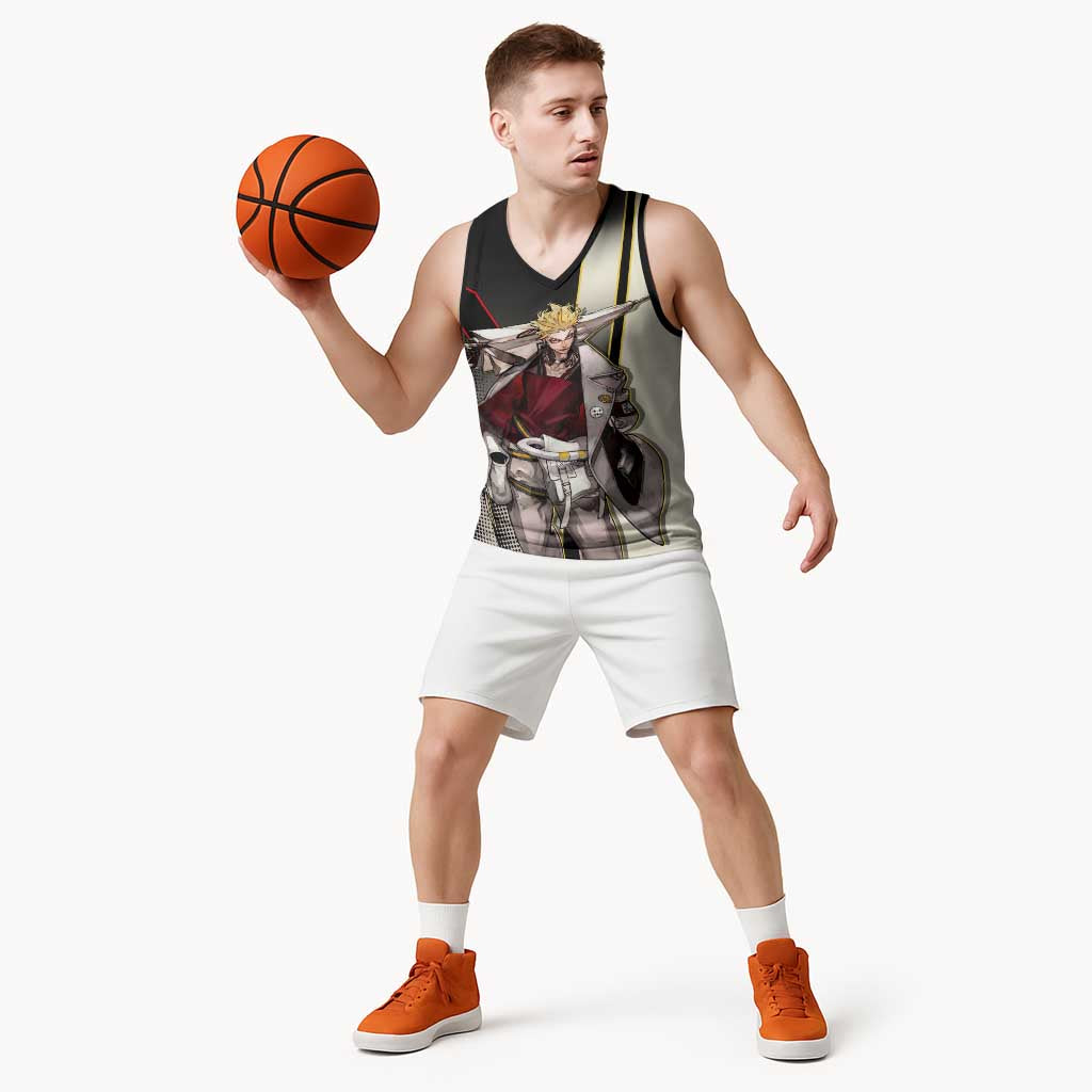 Enjin Crimson Strategist Basketball Jersey Grunge Manga Illustration Style