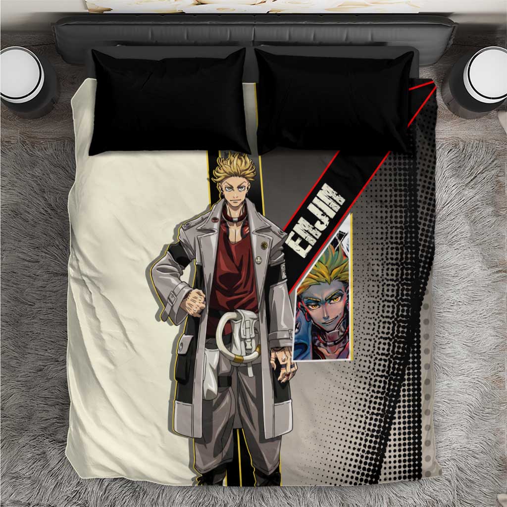 Enjin Crimson Strategist Bedding Set Grunge Manga Illustration Style