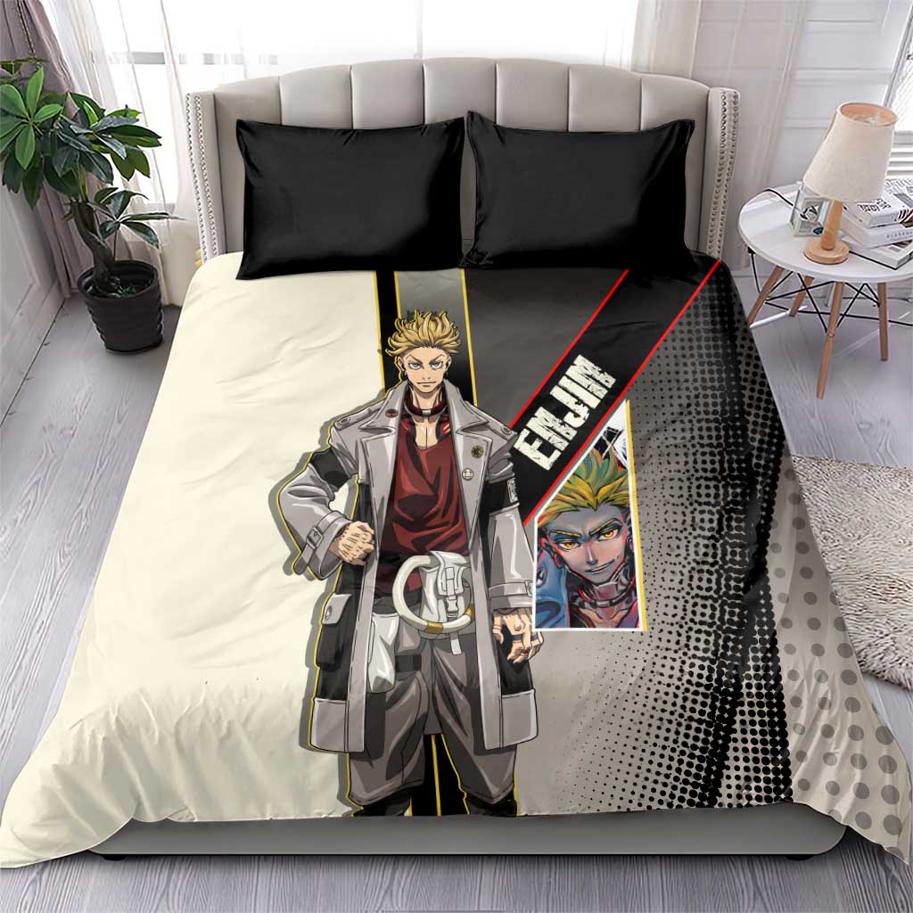 Enjin Crimson Strategist Bedding Set Grunge Manga Illustration Style