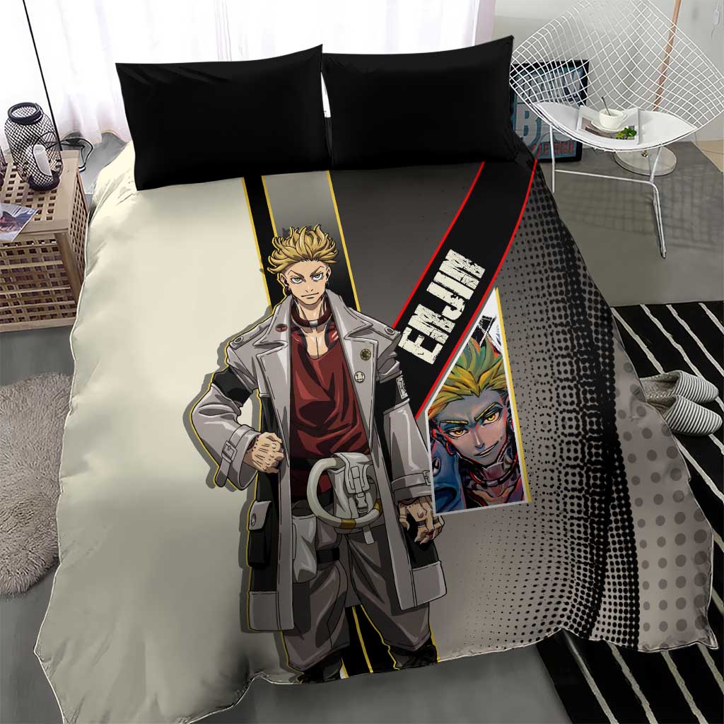 Enjin Crimson Strategist Bedding Set Grunge Manga Illustration Style