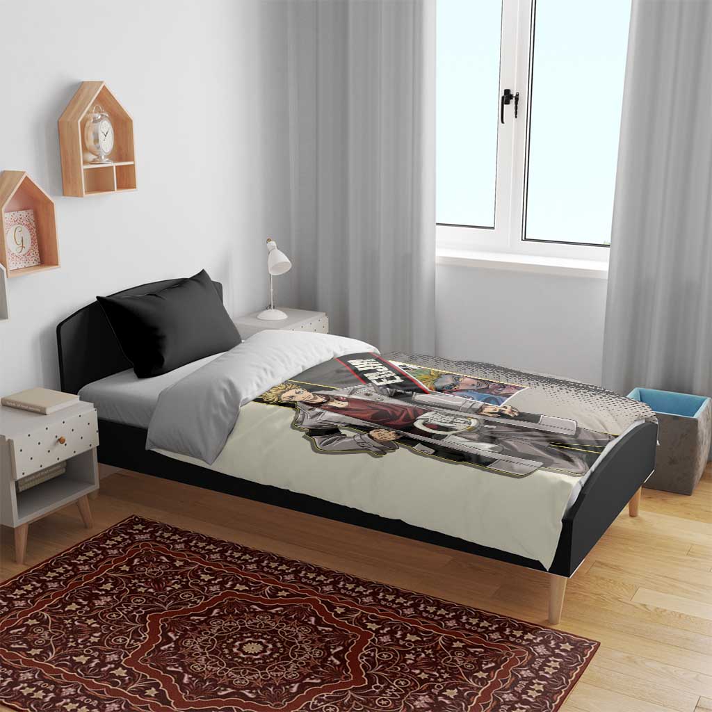 Enjin Crimson Strategist Bedding Set Grunge Manga Illustration Style