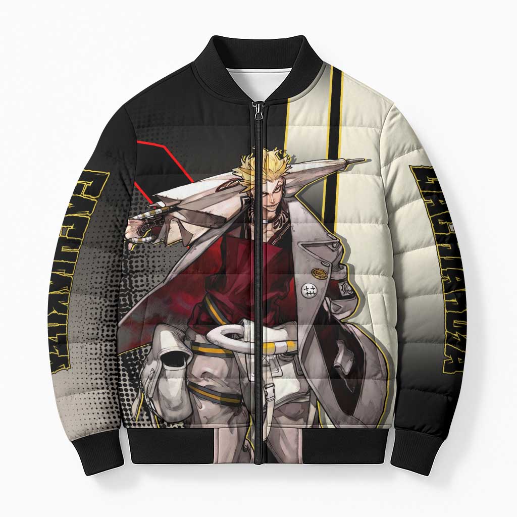Enjin Crimson Strategist Bomber Puffer Jacket Grunge Manga Illustration Style