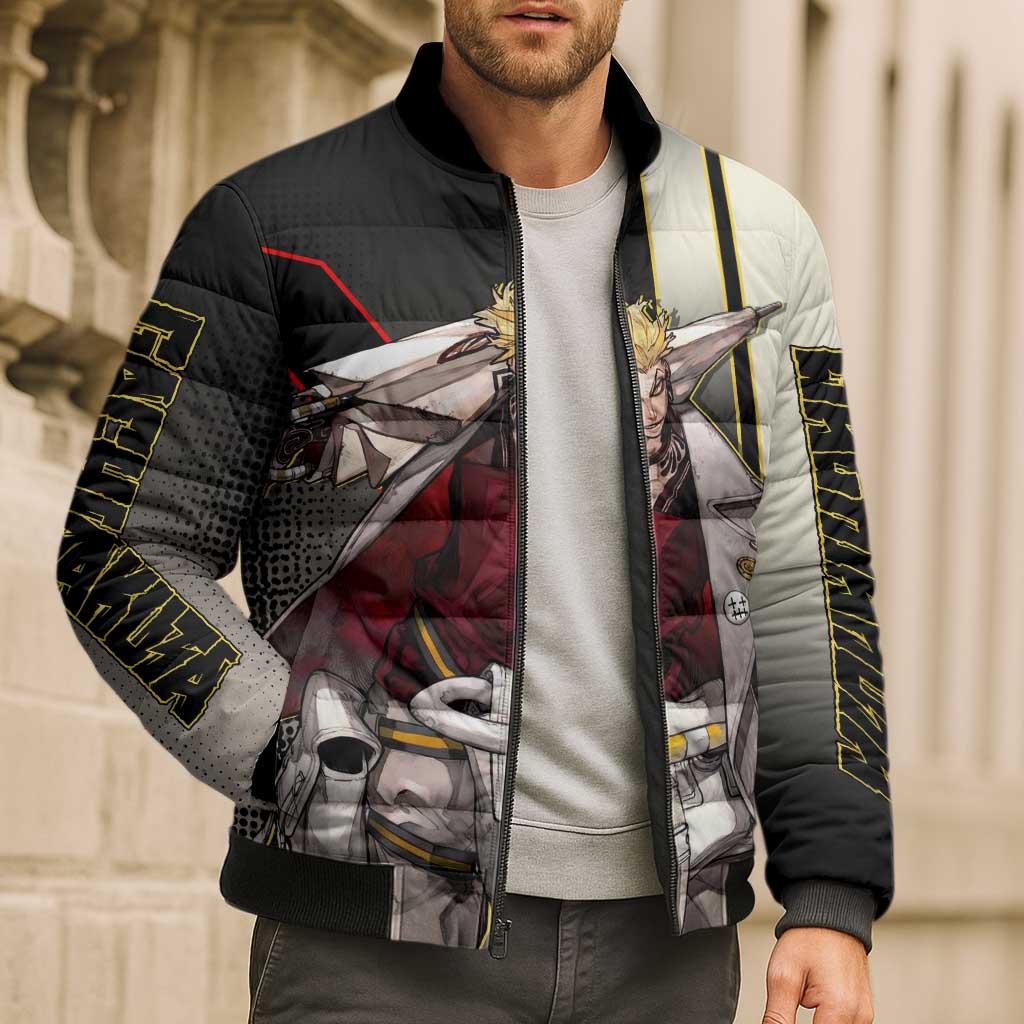 Enjin Crimson Strategist Bomber Puffer Jacket Grunge Manga Illustration Style