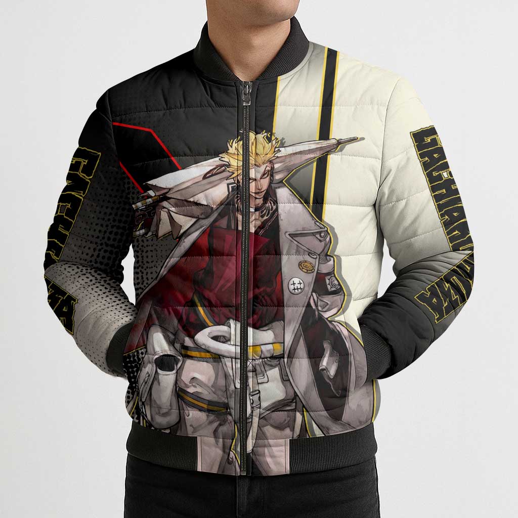 Enjin Crimson Strategist Bomber Puffer Jacket Grunge Manga Illustration Style