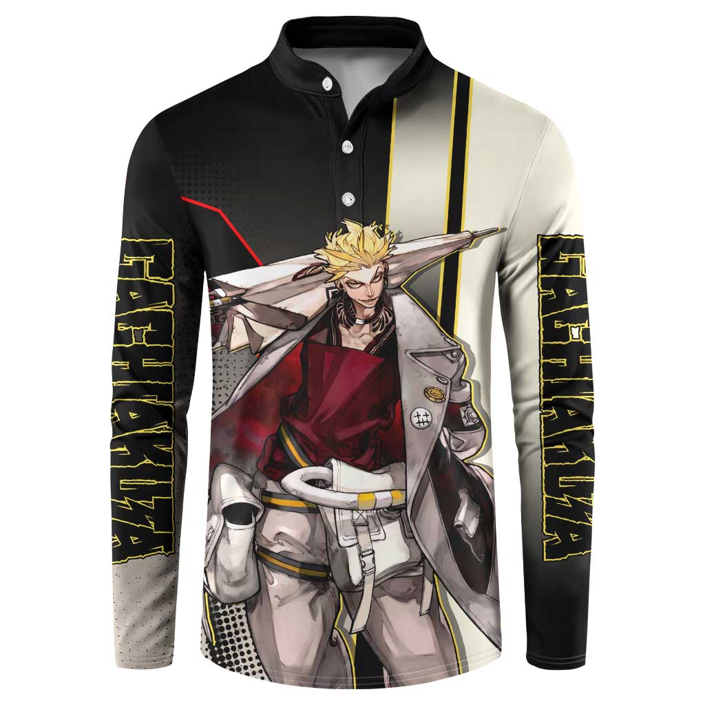 Enjin Crimson Strategist Button Sweatshirt Grunge Manga Illustration Style