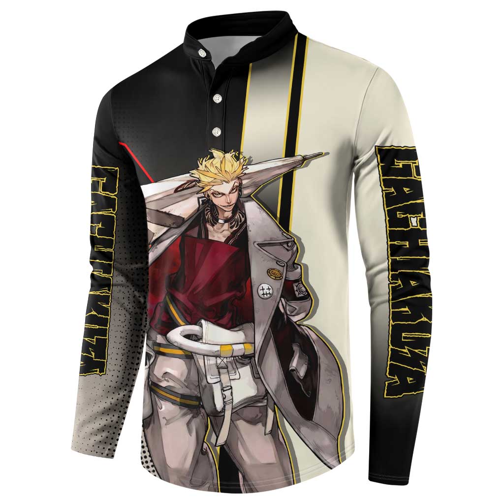 Enjin Crimson Strategist Button Sweatshirt Grunge Manga Illustration Style