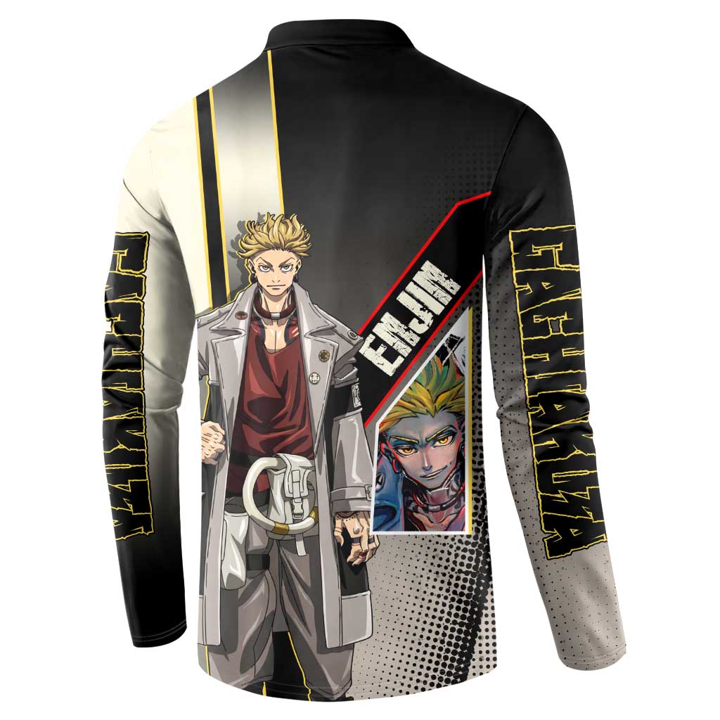 Enjin Crimson Strategist Button Sweatshirt Grunge Manga Illustration Style