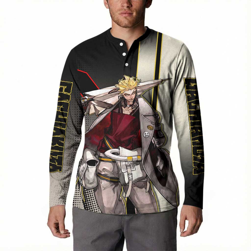 Enjin Crimson Strategist Button Sweatshirt Grunge Manga Illustration Style