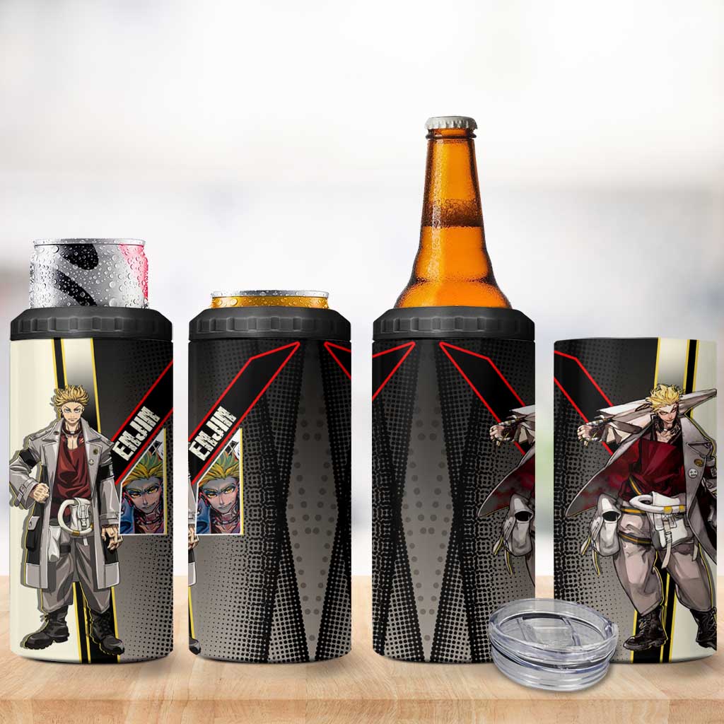 Enjin Crimson Strategist 4 in 1 Can Cooler Tumbler Grunge Manga Illustration Style