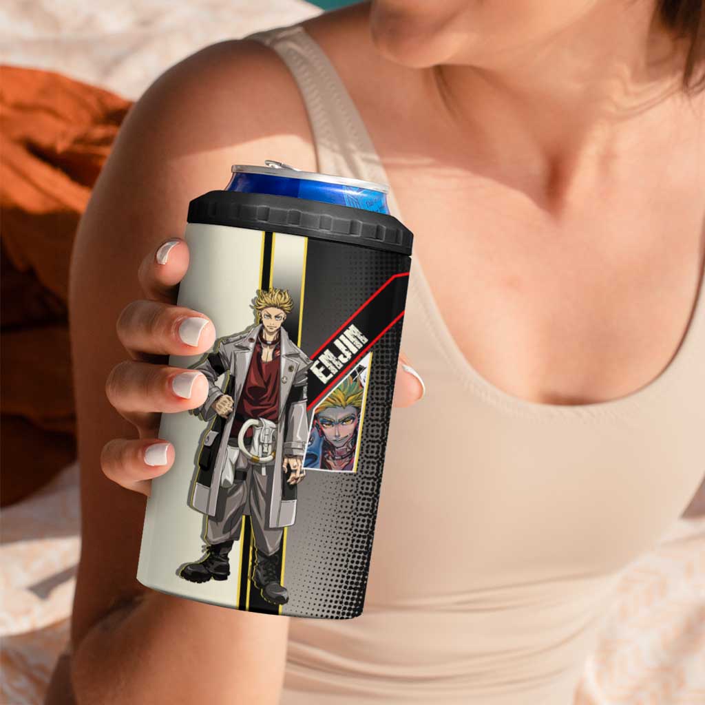 Enjin Crimson Strategist 4 in 1 Can Cooler Tumbler Grunge Manga Illustration Style