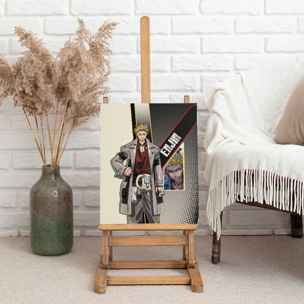 Enjin Crimson Strategist Canvas Wall Art Grunge Manga Illustration Style
