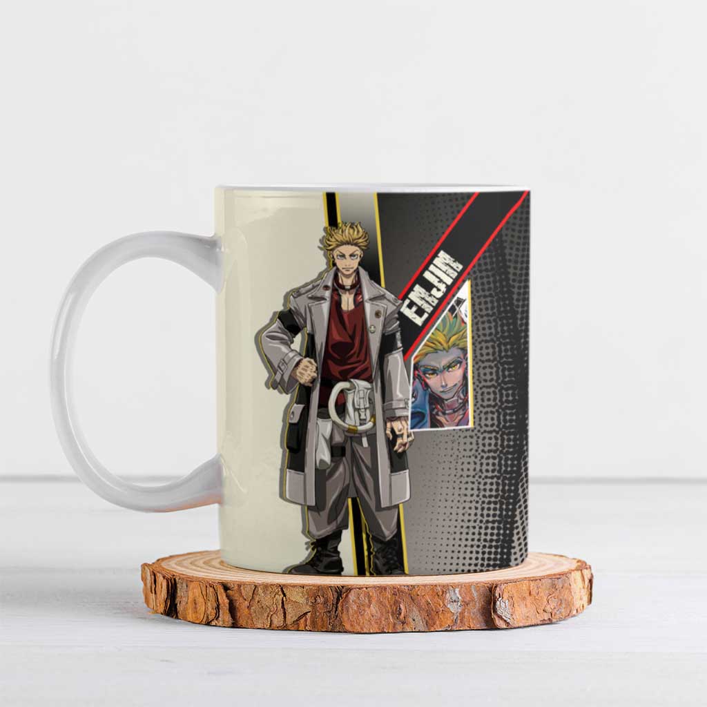 Enjin Crimson Strategist Ceramic Mug Grunge Manga Illustration Style