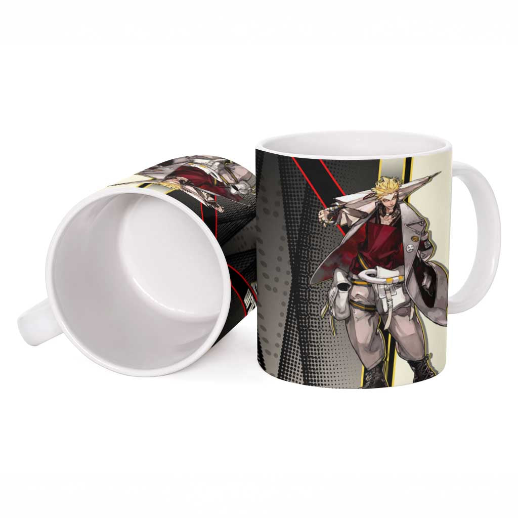 Enjin Crimson Strategist Ceramic Mug Grunge Manga Illustration Style