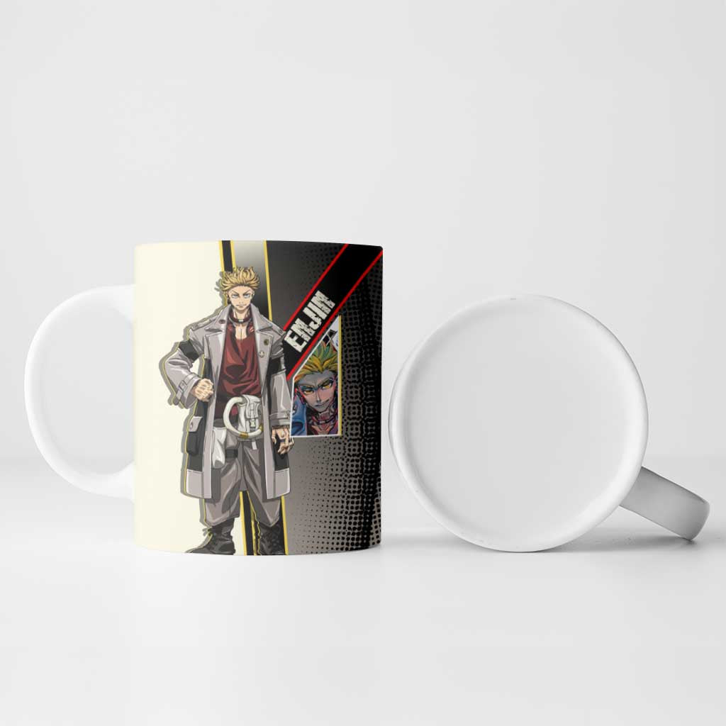 Enjin Crimson Strategist Ceramic Mug Grunge Manga Illustration Style