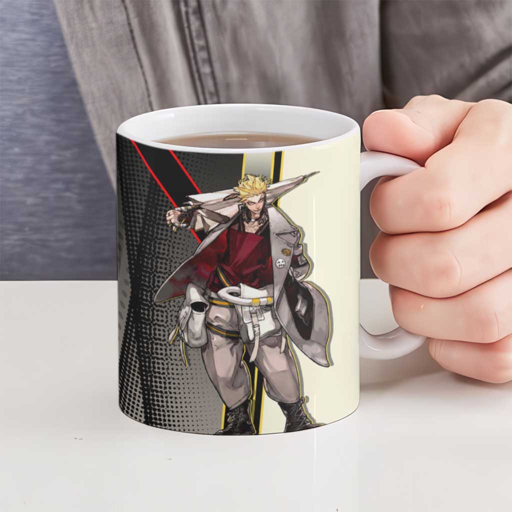 Enjin Crimson Strategist Ceramic Mug Grunge Manga Illustration Style