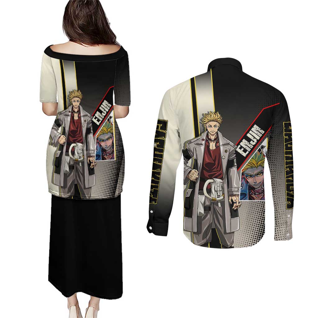 Enjin Crimson Strategist Couples Matching Puletasi and Long Sleeve Button Shirt Grunge Manga Illustration Style
