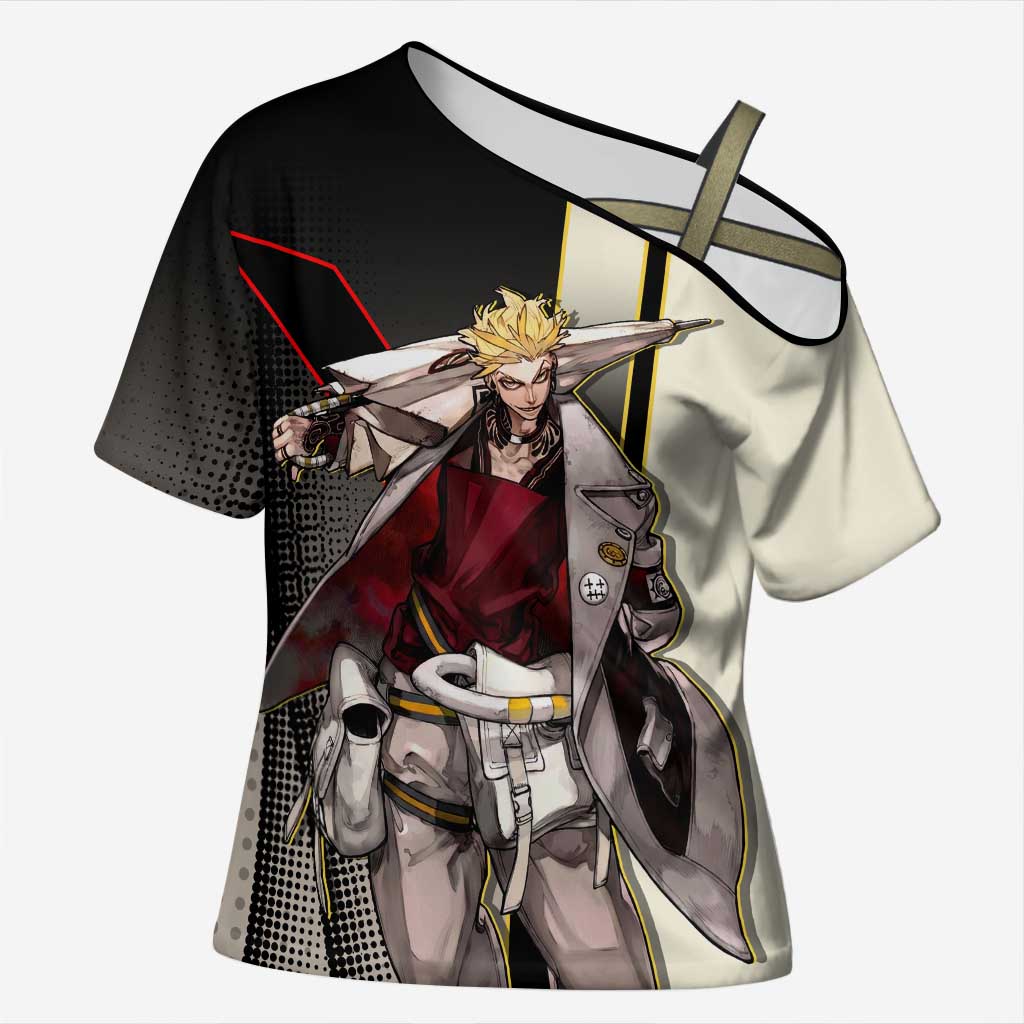 Enjin Crimson Strategist Cross Shoulder Shirt Grunge Manga Illustration Style