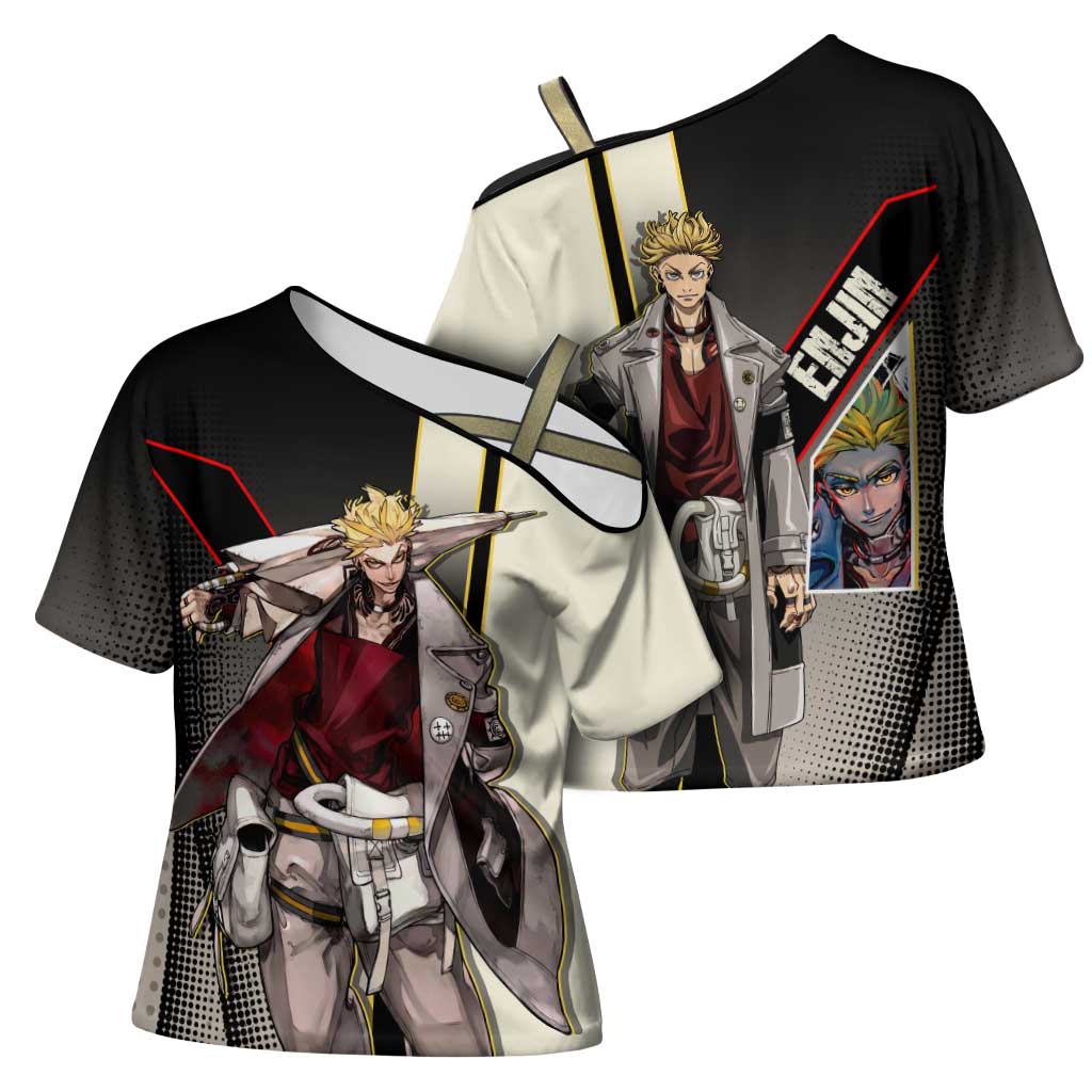 Enjin Crimson Strategist Cross Shoulder Shirt Grunge Manga Illustration Style