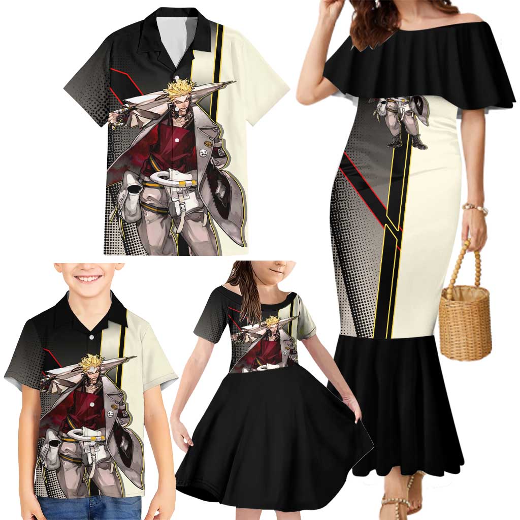 Enjin Crimson Strategist Family Matching Mermaid Dress and Hawaiian Shirt Grunge Manga Illustration Style
