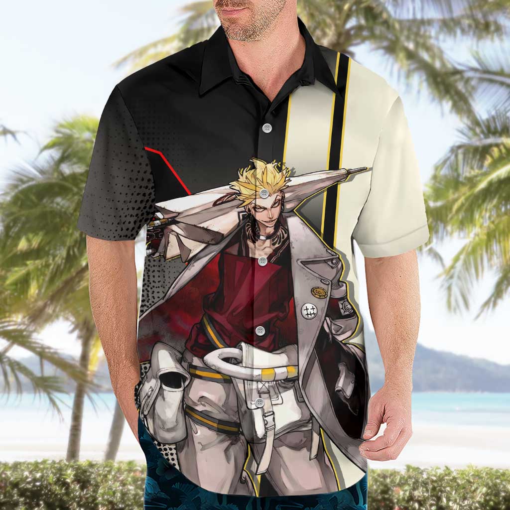 Enjin Crimson Strategist Hawaiian Shirt Grunge Manga Illustration Style