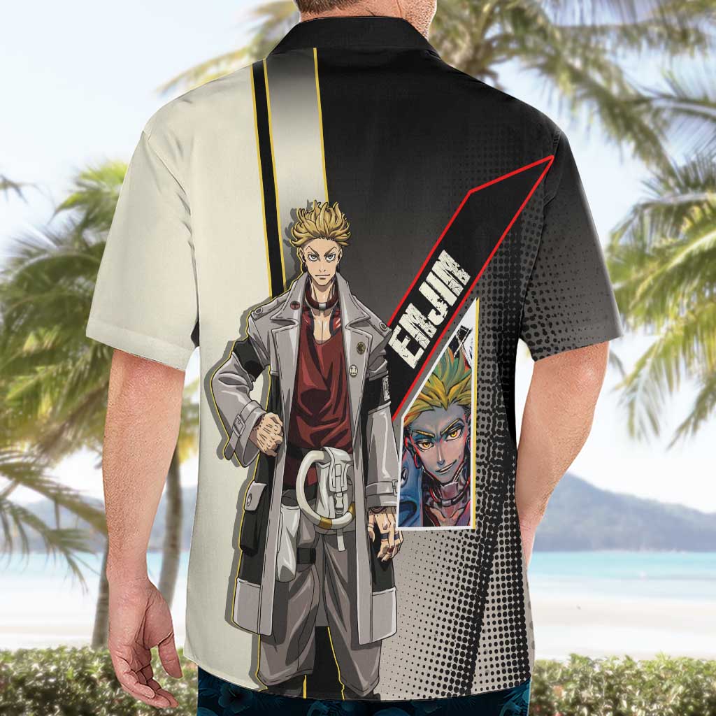 Enjin Crimson Strategist Hawaiian Shirt Grunge Manga Illustration Style