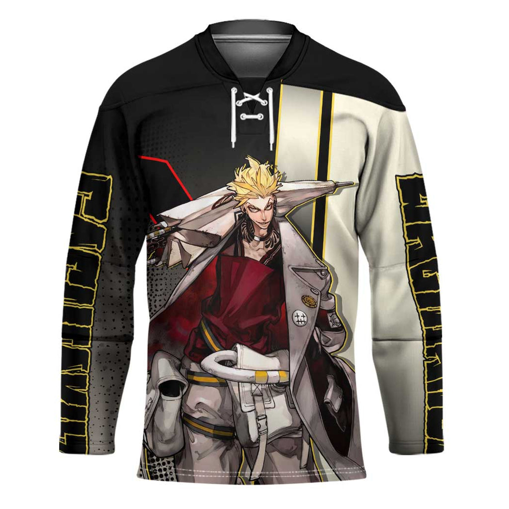 Enjin Crimson Strategist Hockey Jersey Grunge Manga Illustration Style