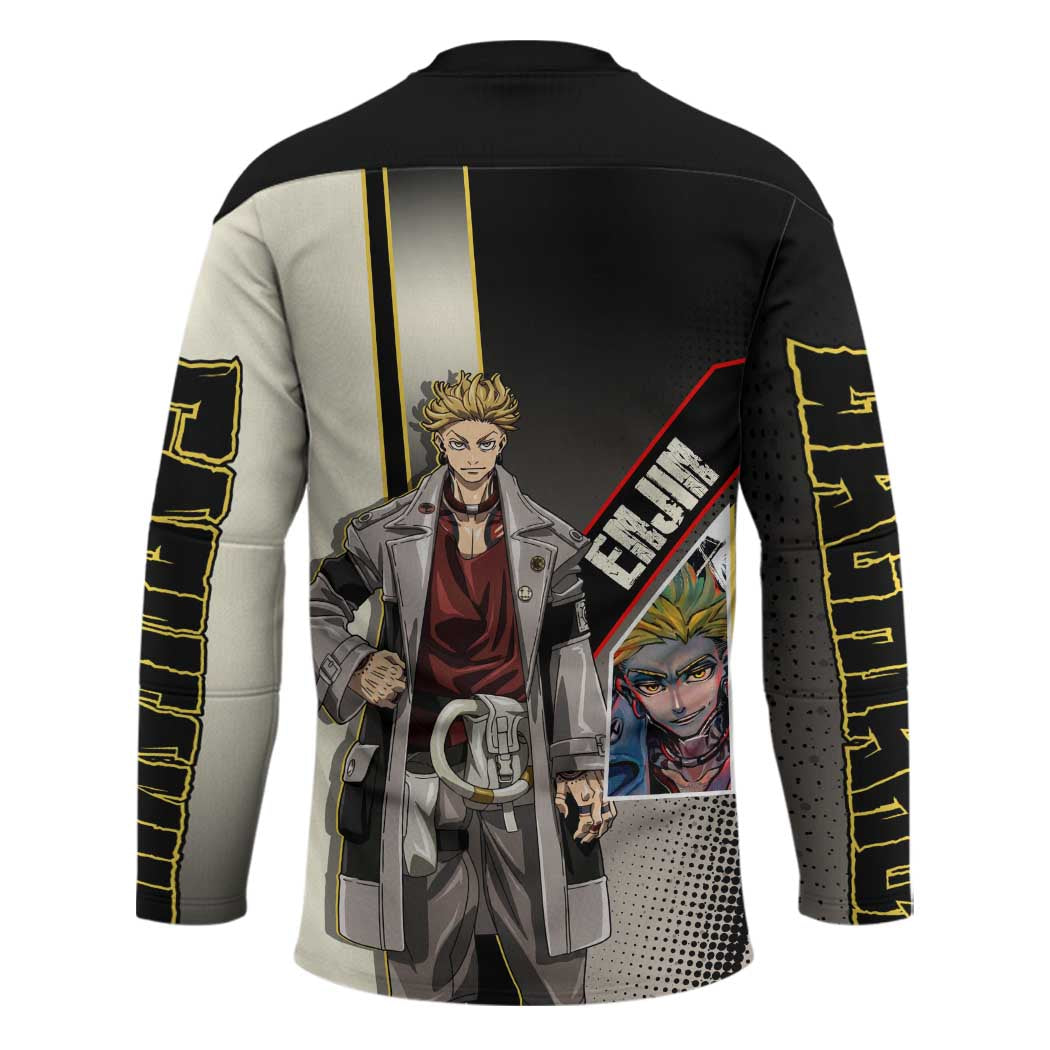 Enjin Crimson Strategist Hockey Jersey Grunge Manga Illustration Style