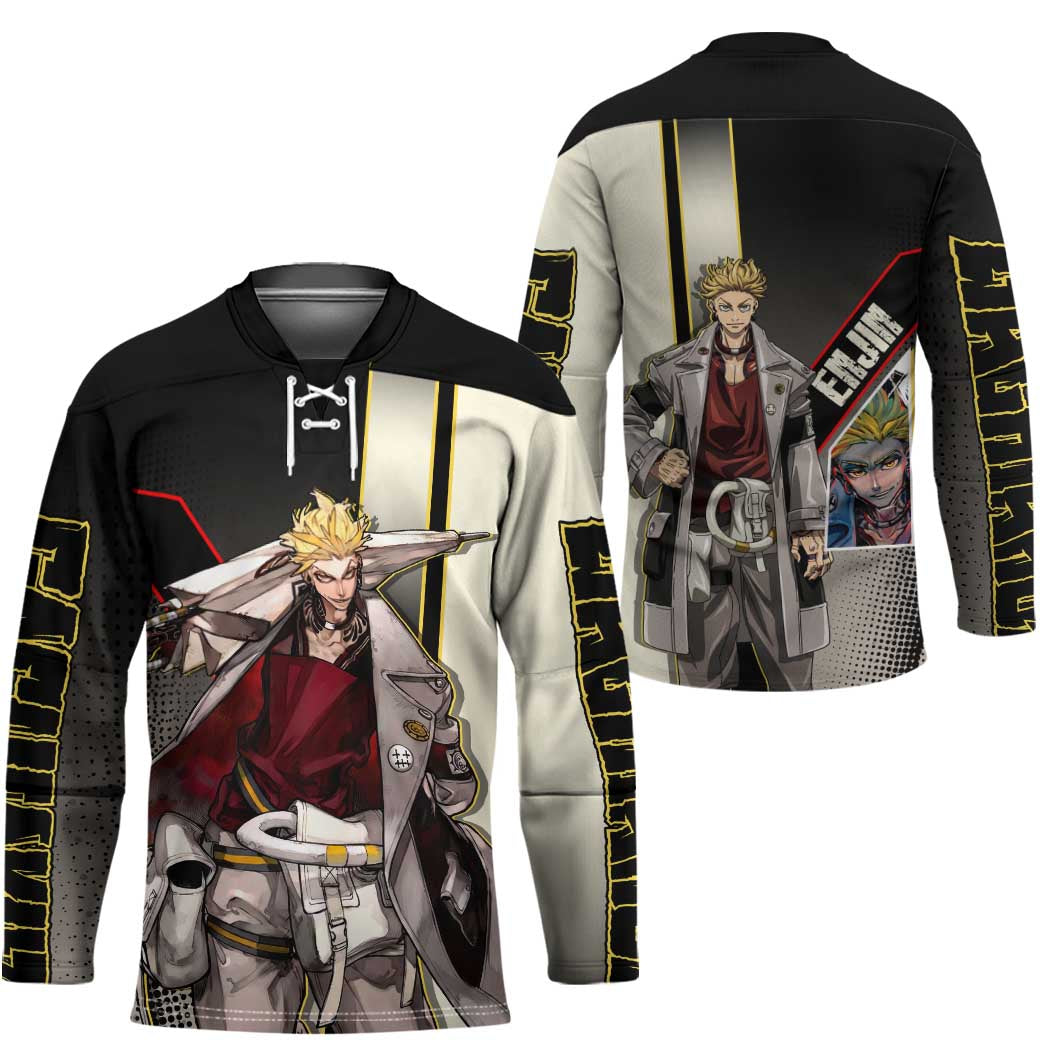 Enjin Crimson Strategist Hockey Jersey Grunge Manga Illustration Style