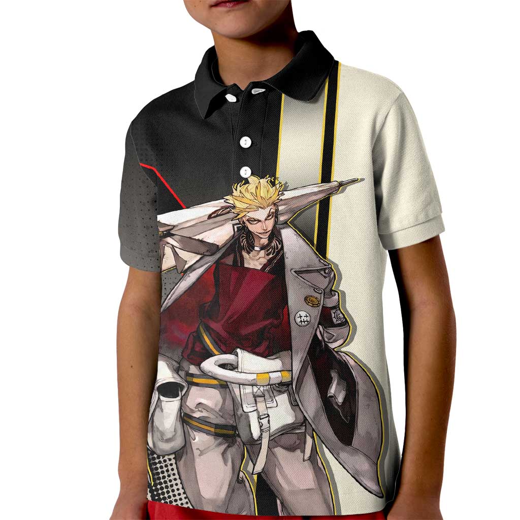 Enjin Crimson Strategist Kid Polo Shirt Grunge Manga Illustration Style