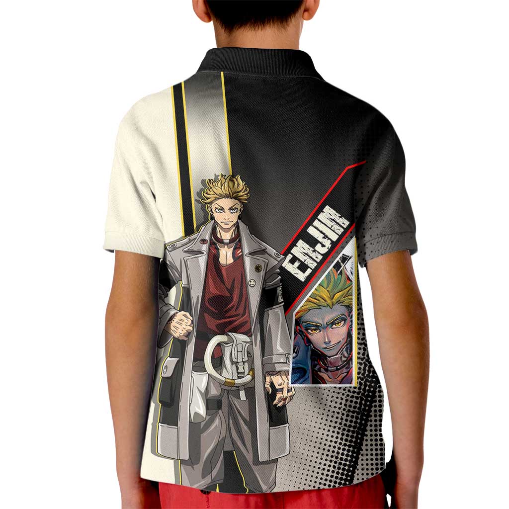 Enjin Crimson Strategist Kid Polo Shirt Grunge Manga Illustration Style