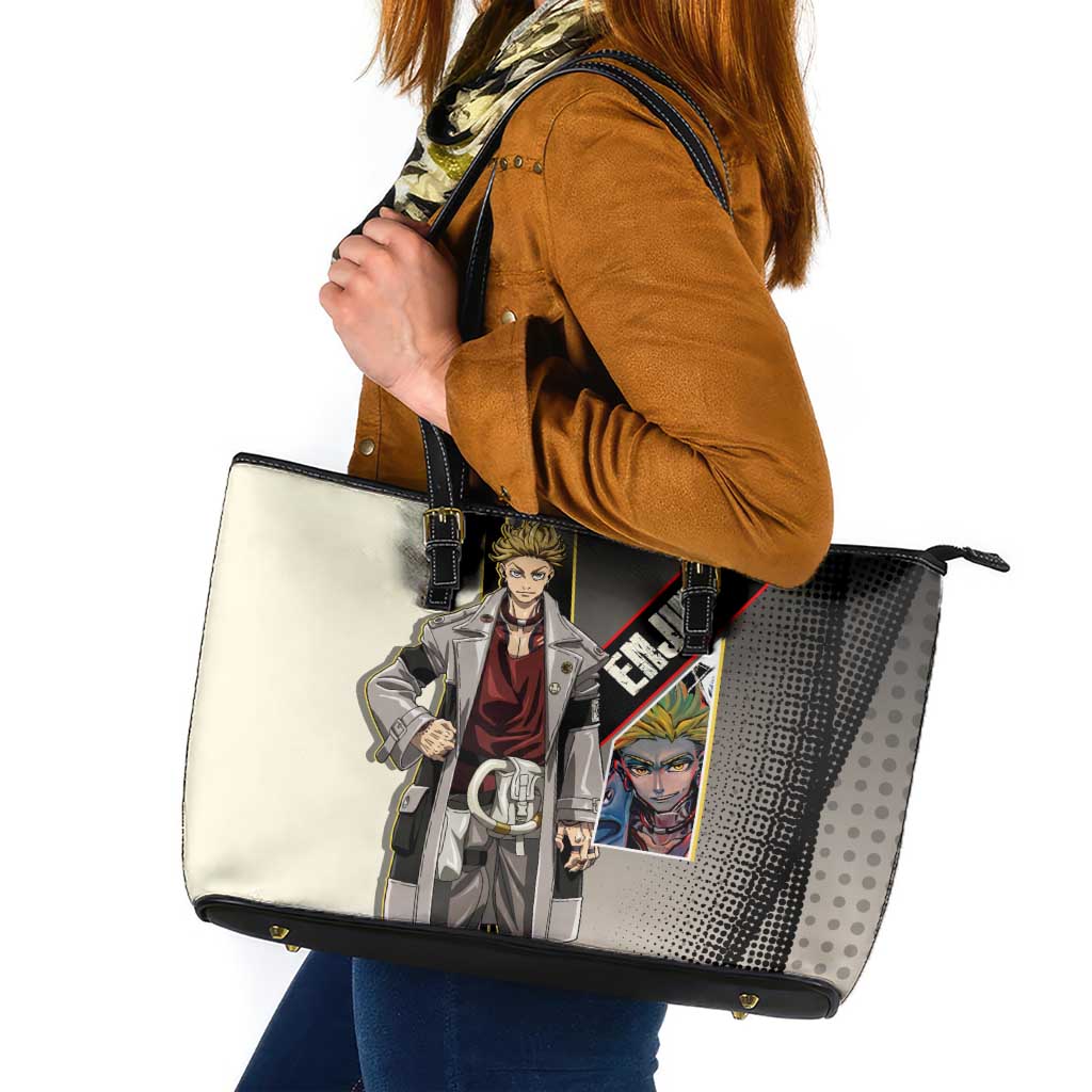 Enjin Crimson Strategist Leather Tote Bag Grunge Manga Illustration Style