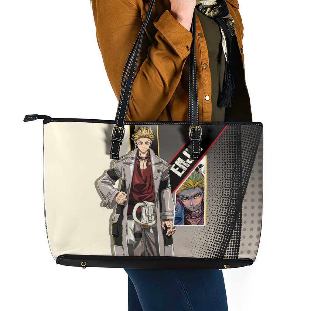 Enjin Crimson Strategist Leather Tote Bag Grunge Manga Illustration Style