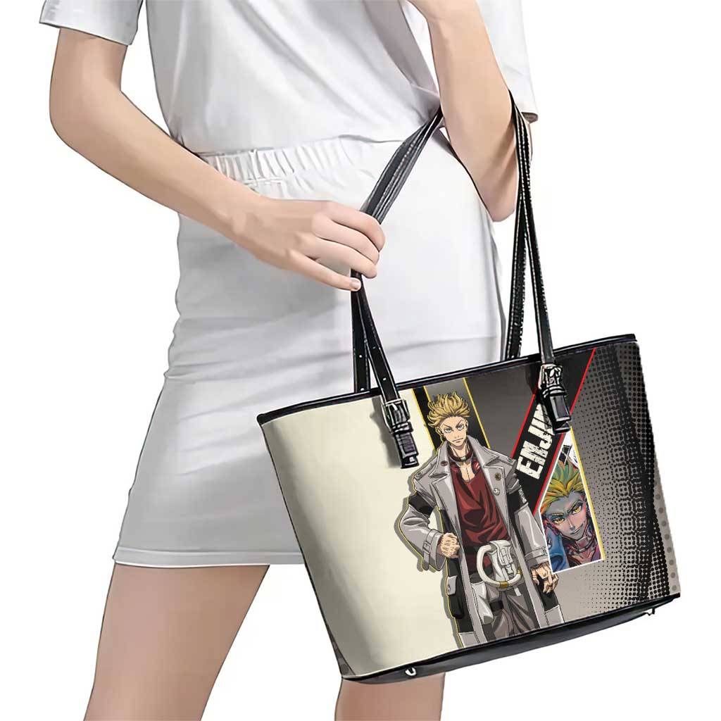 Enjin Crimson Strategist Leather Tote Bag Grunge Manga Illustration Style