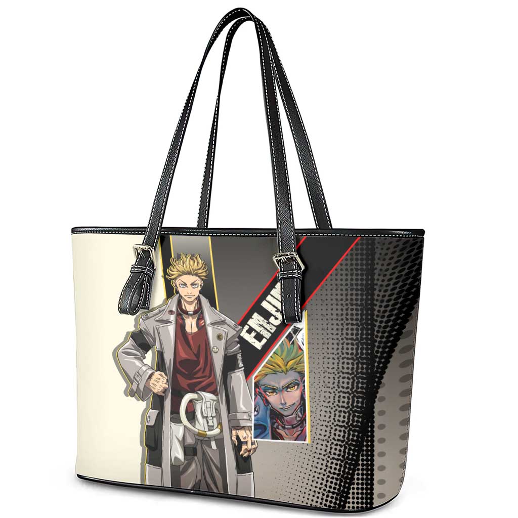 Enjin Crimson Strategist Leather Tote Bag Grunge Manga Illustration Style