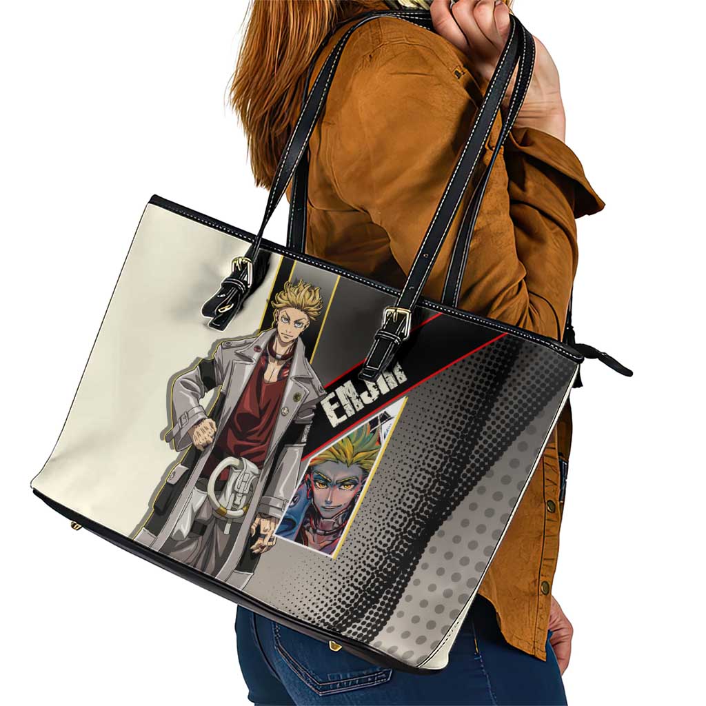 Enjin Crimson Strategist Leather Tote Bag Grunge Manga Illustration Style
