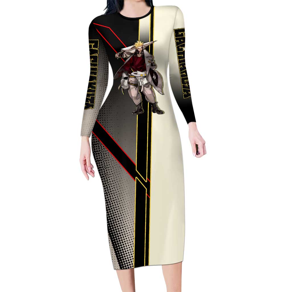 Enjin Crimson Strategist Long Sleeve Bodycon Dress Grunge Manga Illustration Style