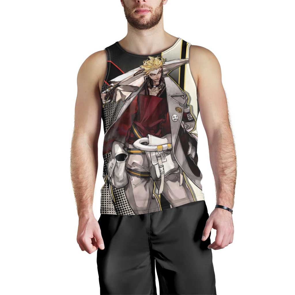 Enjin Crimson Strategist Men Tank Top Grunge Manga Illustration Style