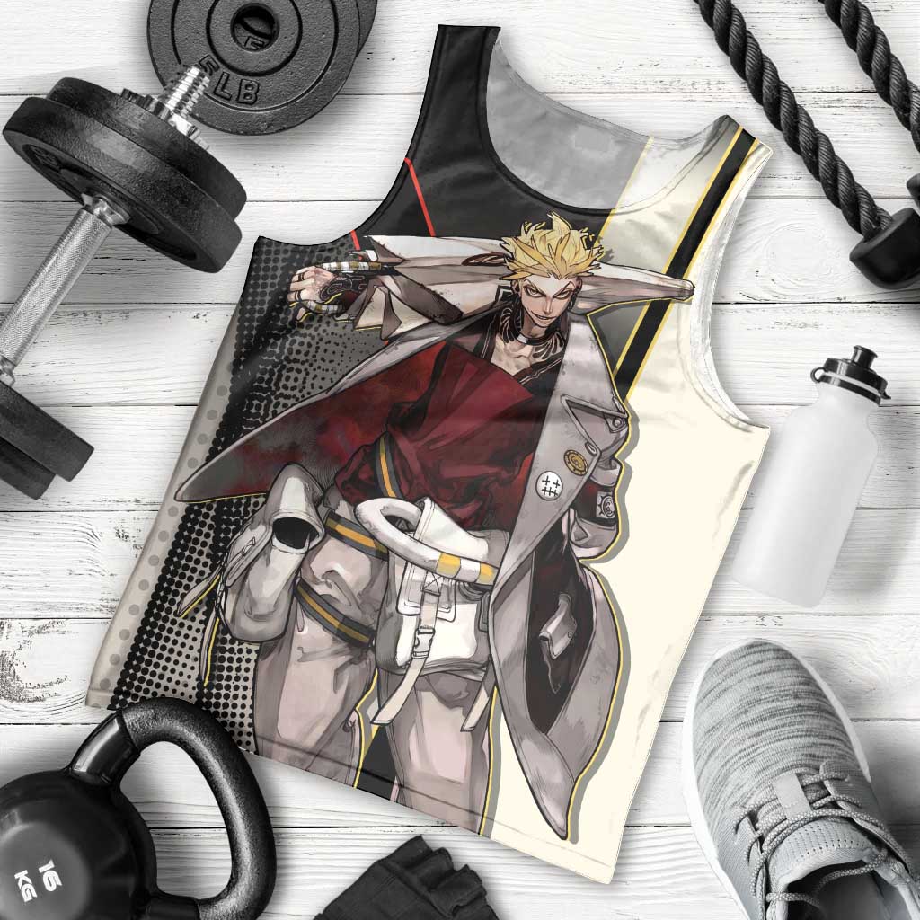 Enjin Crimson Strategist Men Tank Top Grunge Manga Illustration Style