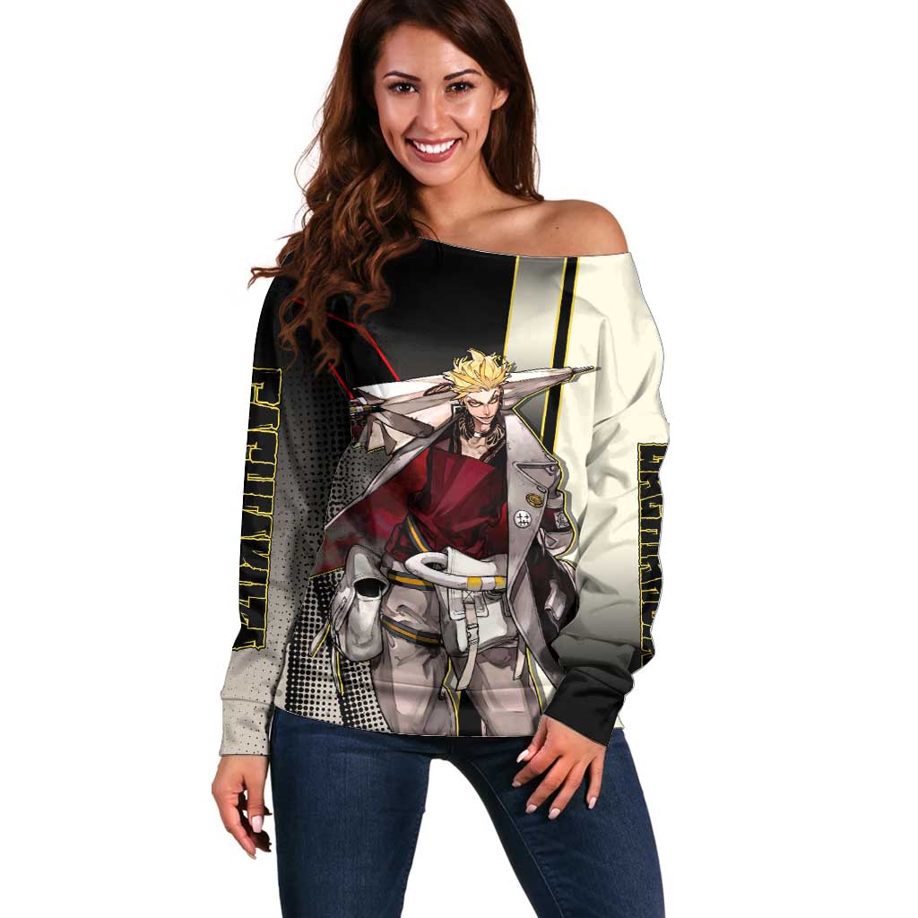 Enjin Crimson Strategist Off Shoulder Sweater Grunge Manga Illustration Style