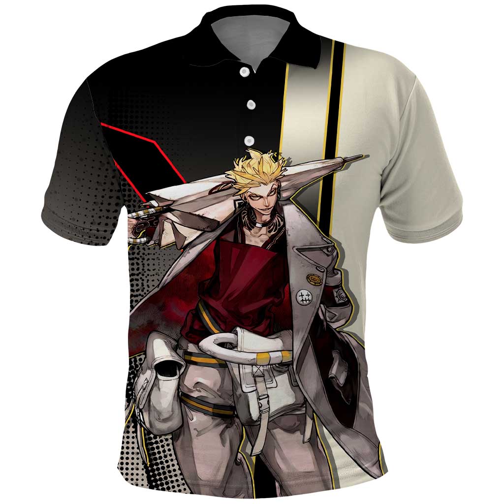 Enjin Crimson Strategist Polo Shirt Grunge Manga Illustration Style