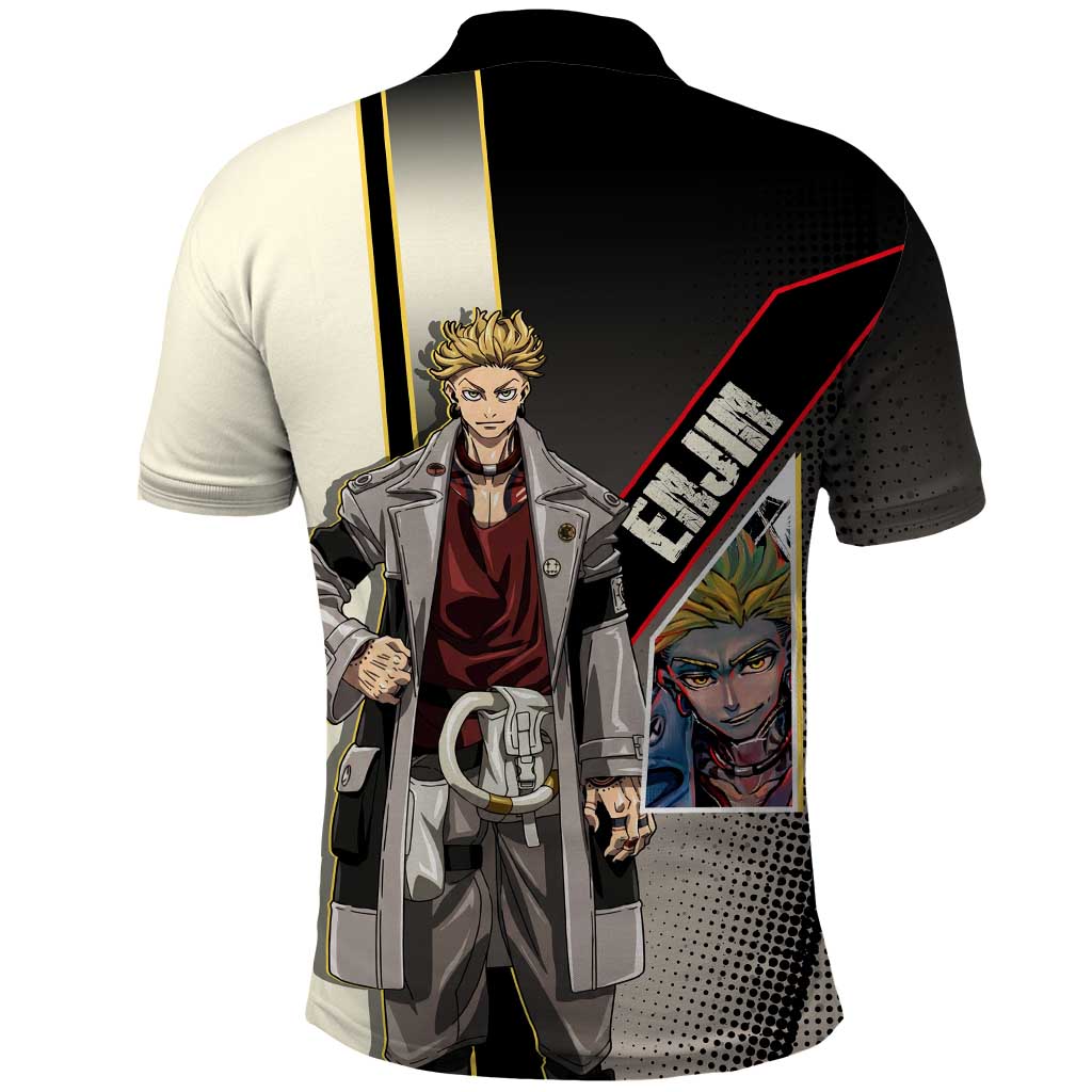 Enjin Crimson Strategist Polo Shirt Grunge Manga Illustration Style