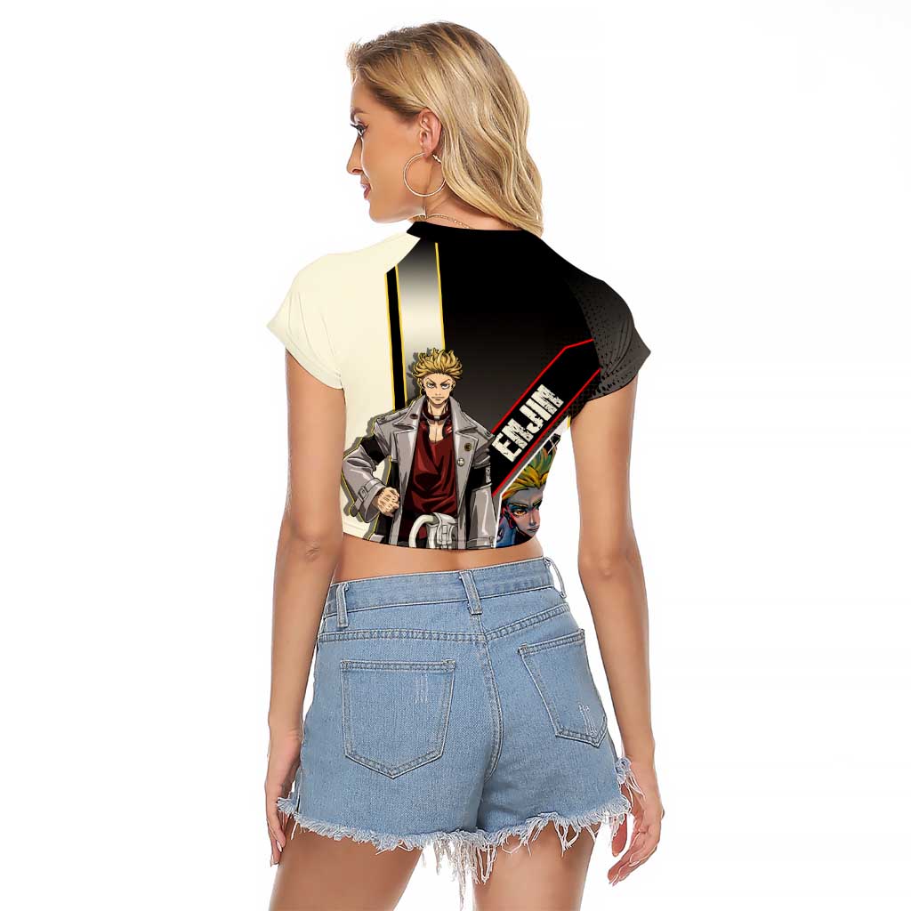 Enjin Crimson Strategist Raglan Cropped T Shirt Grunge Manga Illustration Style