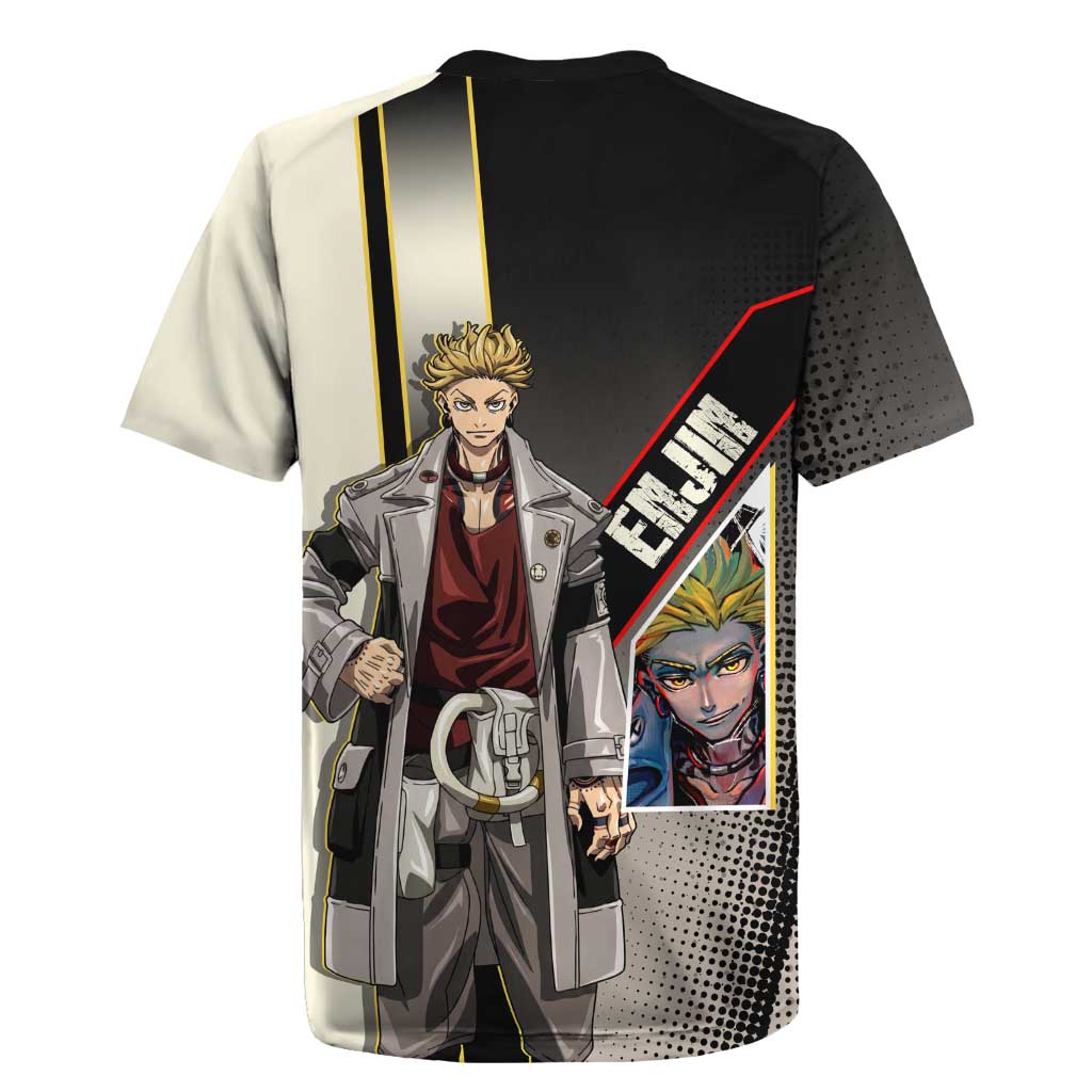 Enjin Crimson Strategist Rugby Jersey Grunge Manga Illustration Style
