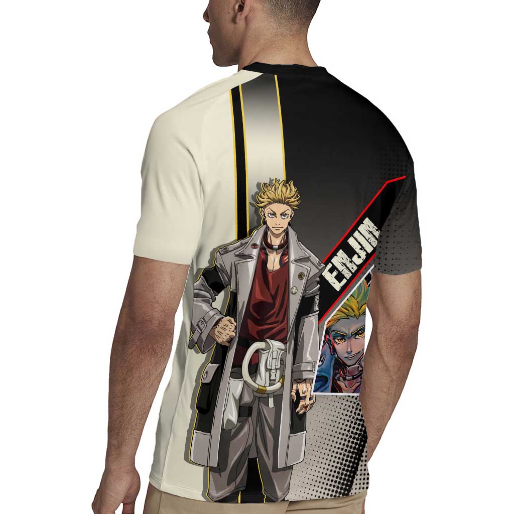 Enjin Crimson Strategist Rugby Jersey Grunge Manga Illustration Style