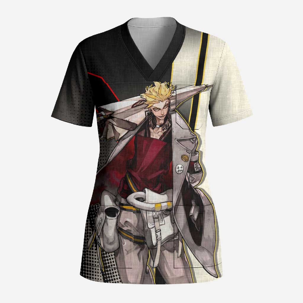 Enjin Crimson Strategist Scrub Top Grunge Manga Illustration Style