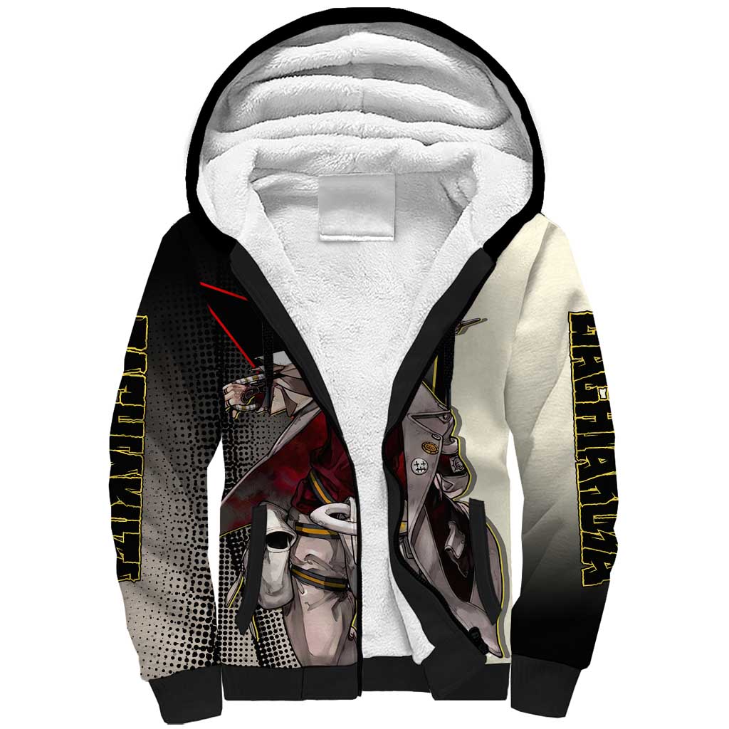 Enjin Crimson Strategist Sherpa Hoodie Grunge Manga Illustration Style