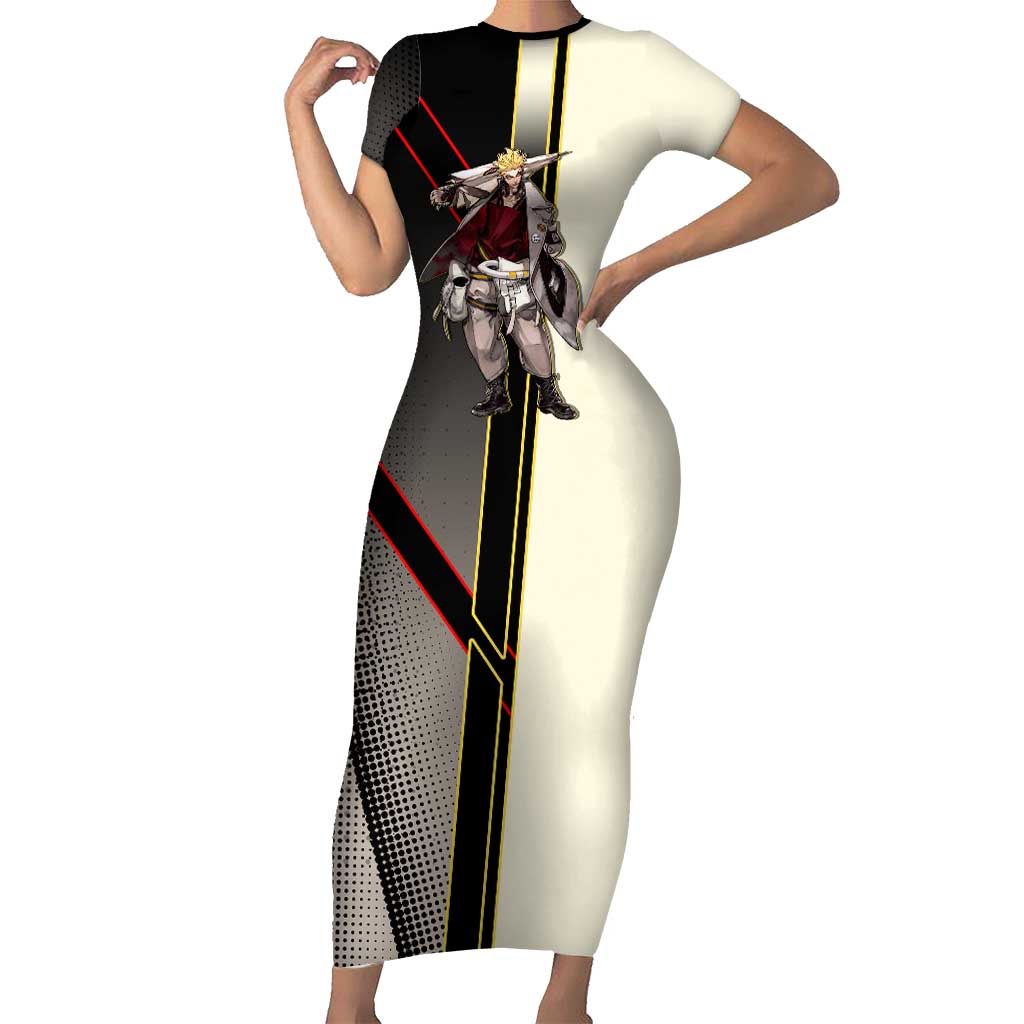 Enjin Crimson Strategist Short Sleeve Bodycon Dress Grunge Manga Illustration Style