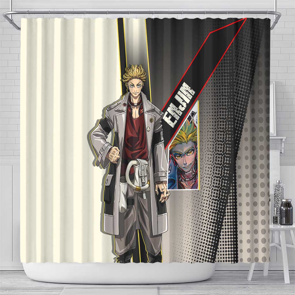 Enjin Crimson Strategist Shower Curtain Grunge Manga Illustration Style